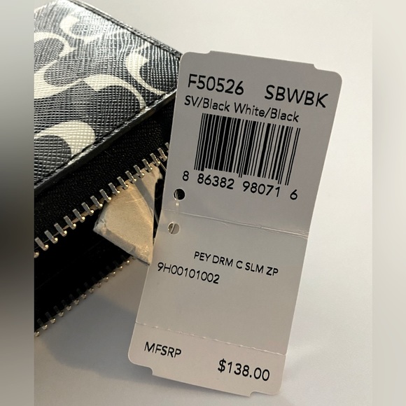 NWT Coach Peyton Dream C Slim Zip Wallet SL/black white/black F50526 - Picture 7 of 8